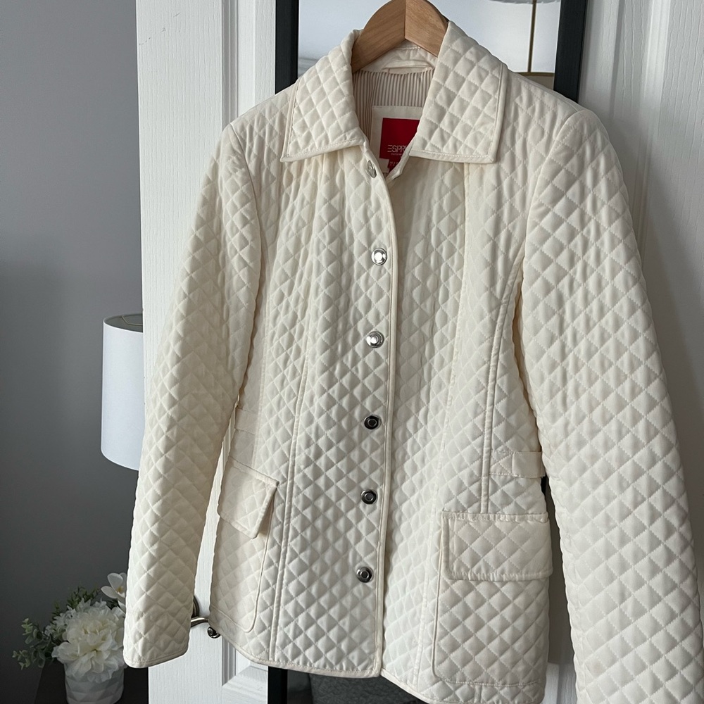 Esprit Cream Jacket with Quilted Design size small